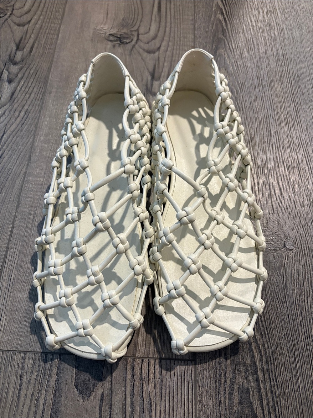 White woven flats